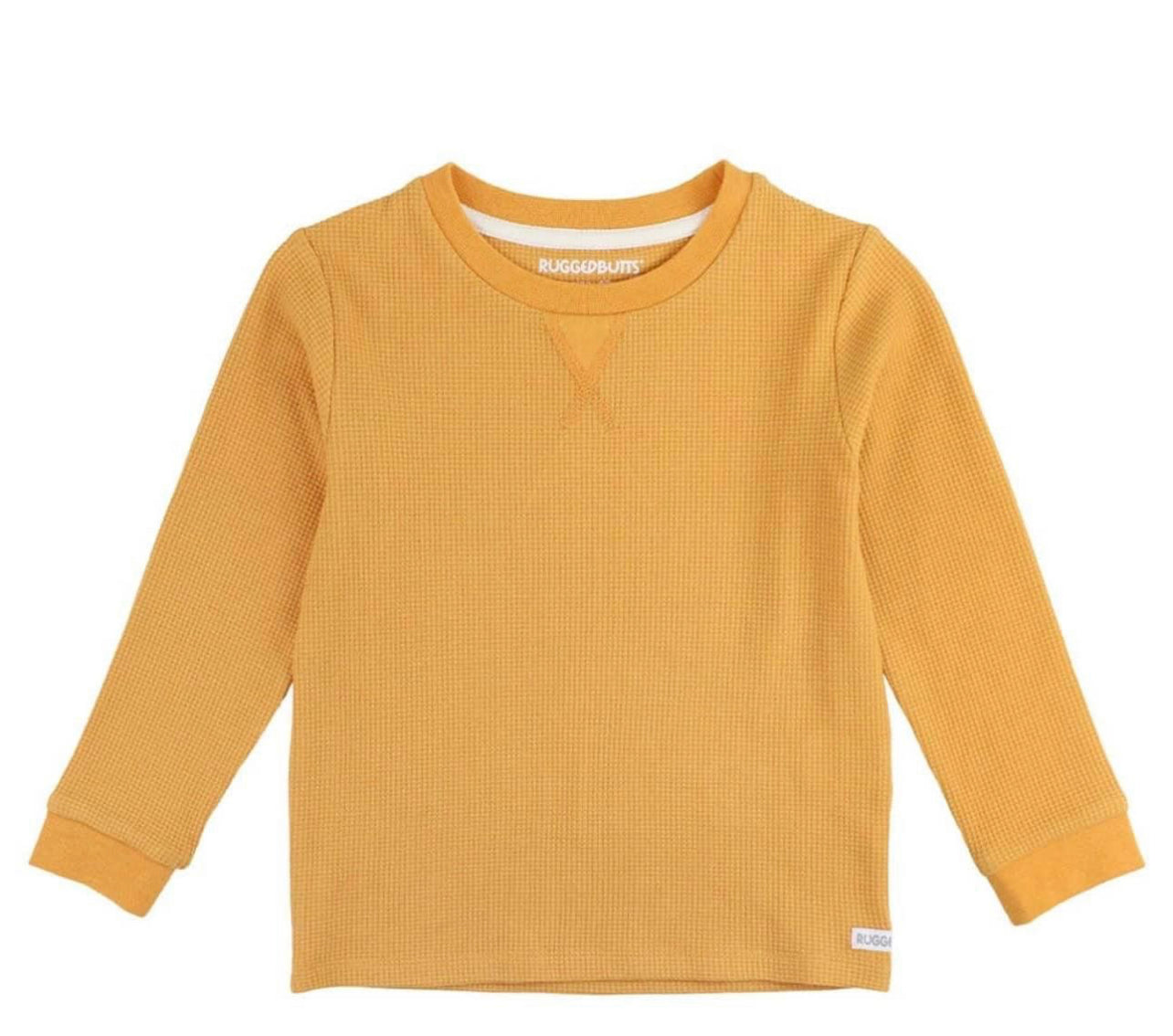 Rust Waffle Knit Long Sleeve Crew Neck Shirt