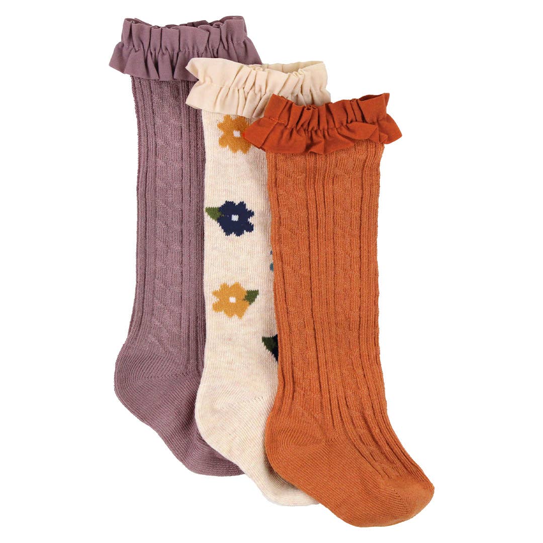 Girls Grapemist, Autumn Petals & Rust 3-pack Knee High Socks