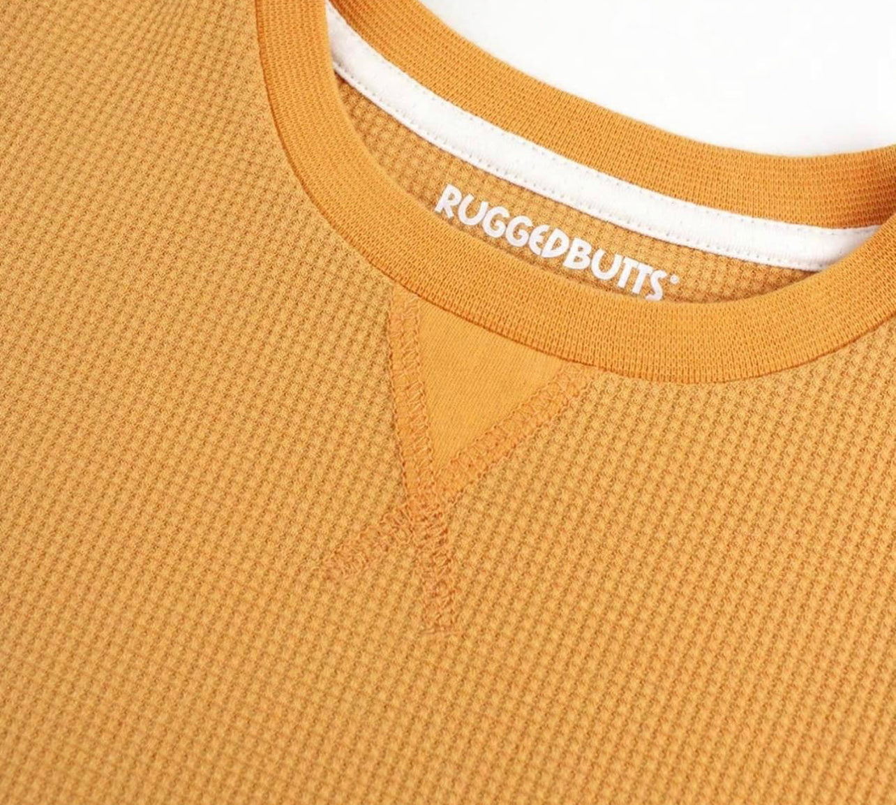 Rust Waffle Knit Long Sleeve Crew Neck Shirt