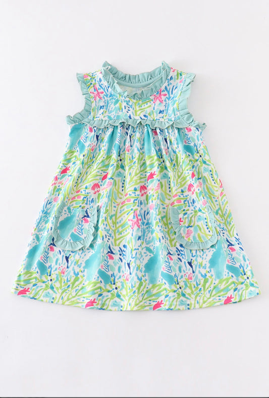 Lily Floral Print Pocket Ruffle Dress