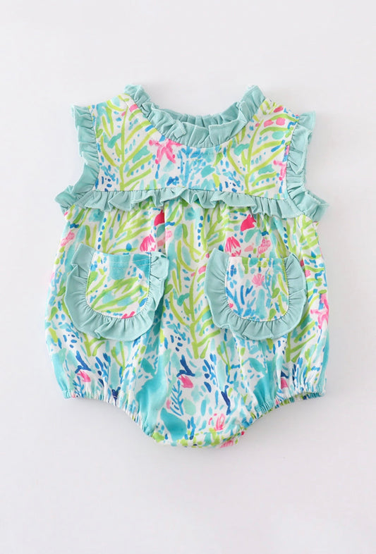 Green Print Pocket Girl Bubble