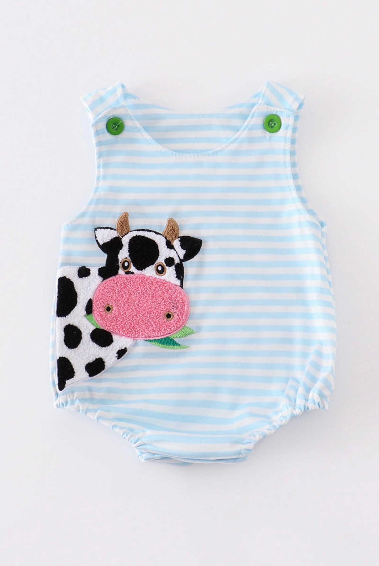 Green French Knot Cow Stripe Boy Bubble