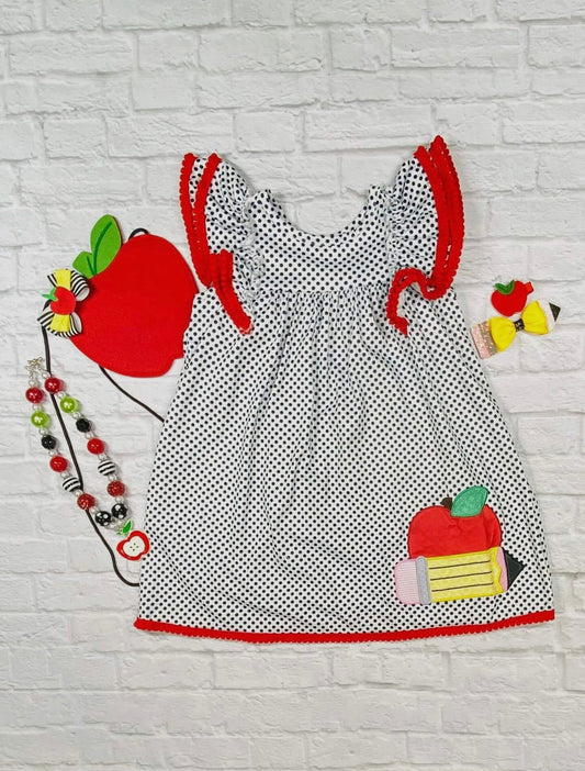 Navy & White Polka Dot Back to School Dress