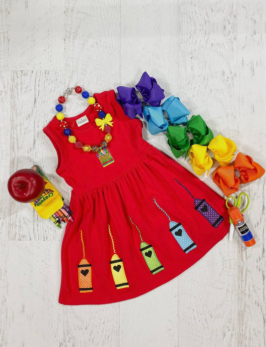 Red Sleeveless Crayon Dress