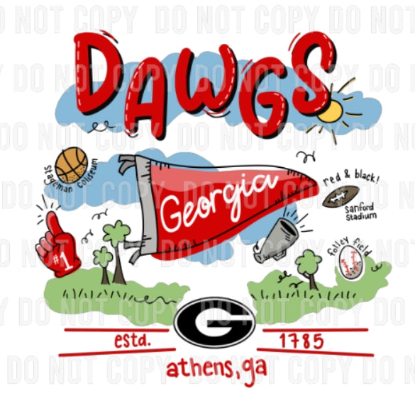 Georgia Bulldog Dawgs Doodle Infant, Toddler, Youth T-shirt