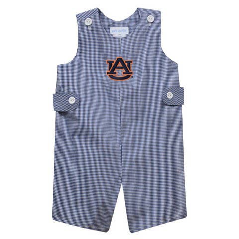 Auburn University Tigers Embroidered Navy Gingham Boys Jon Jon