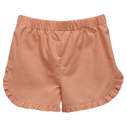 Orange Gingham Girls Ruffle Short