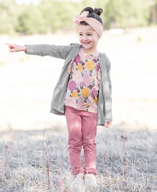 Heather Gray Tiered Lightweight Hooded Cardigan