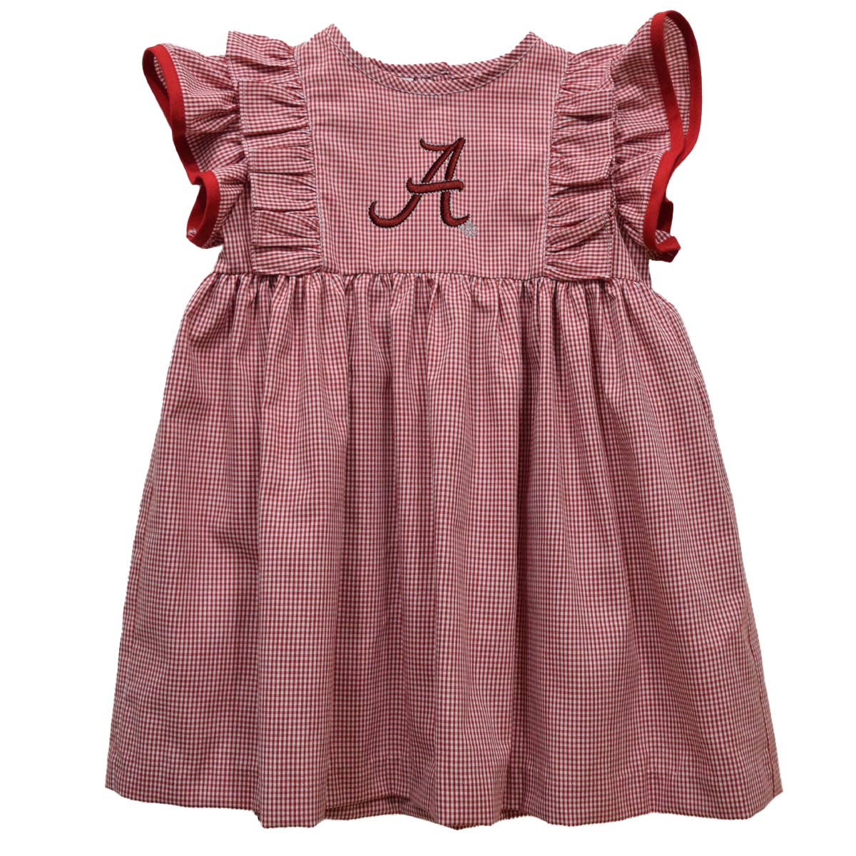 Alabama Crimson Tide Embroidered Red Gingham Ruffle Dress